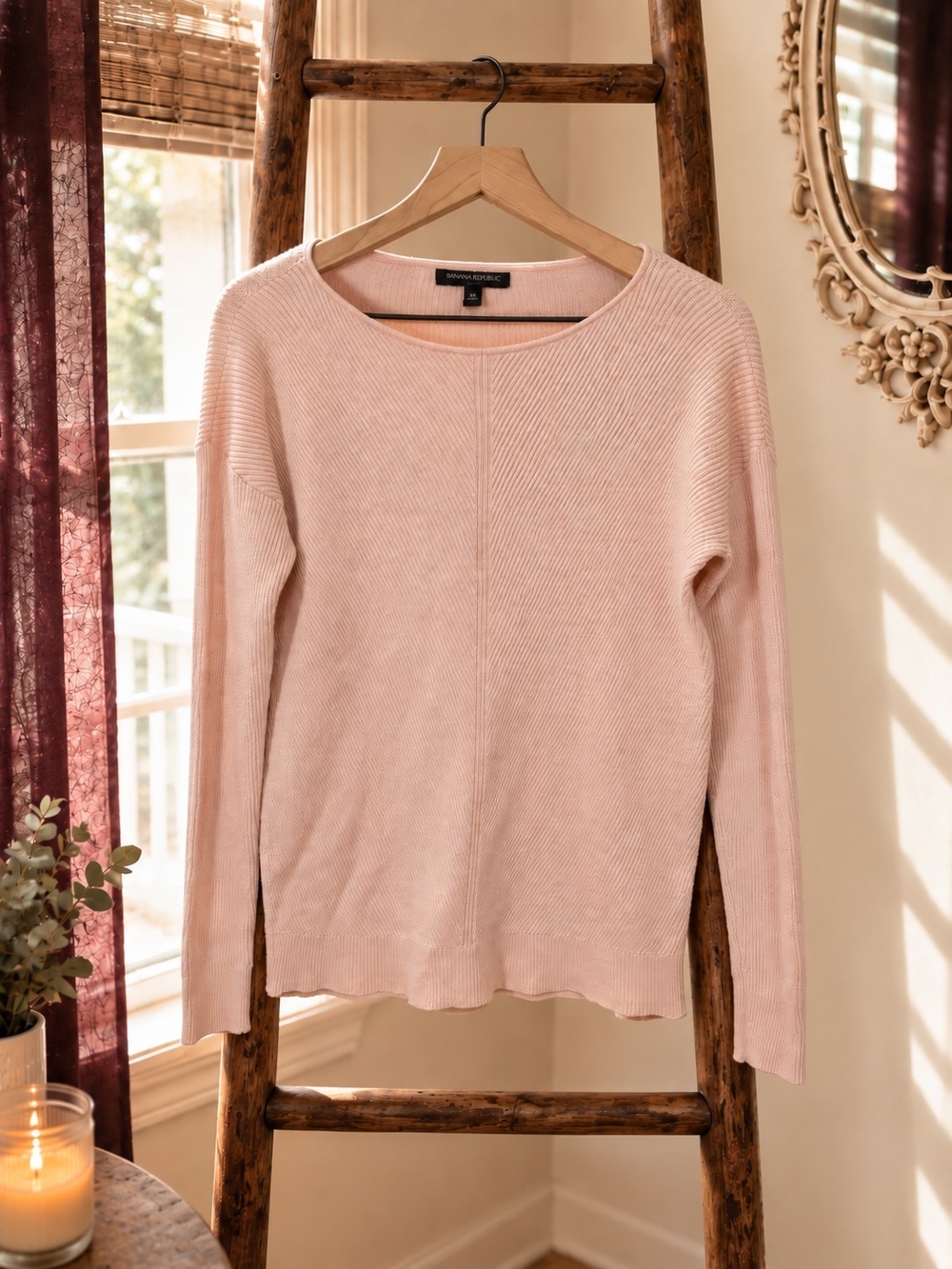 Banana Republic Blush Pink Ribbed Knit Sweater XS